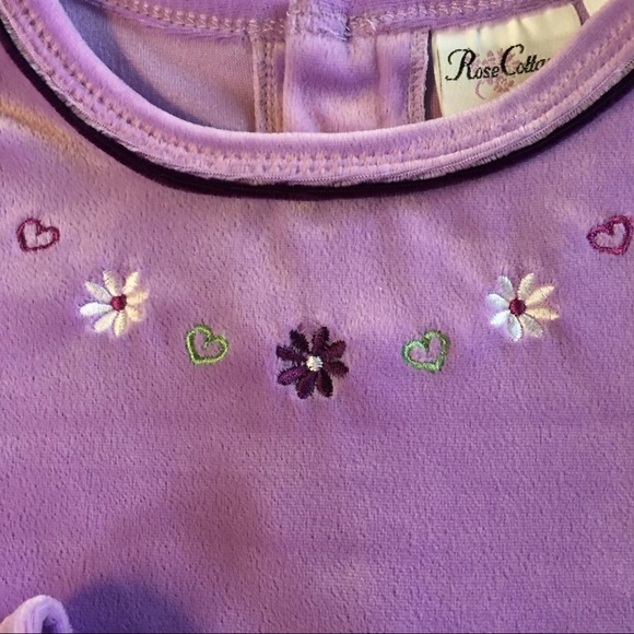 Vtg. Girls Lavender Top Rose Cottage 5/5 Emb Velvet Long Sleeve Flared cuffs - Picture 2 of 9